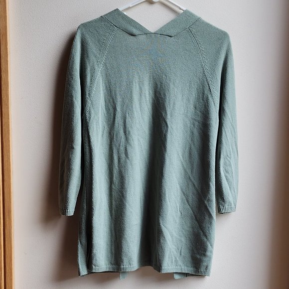 Talbots Celadon Green Open Cardigan Size Petite Medium - Picture 11 of 11
